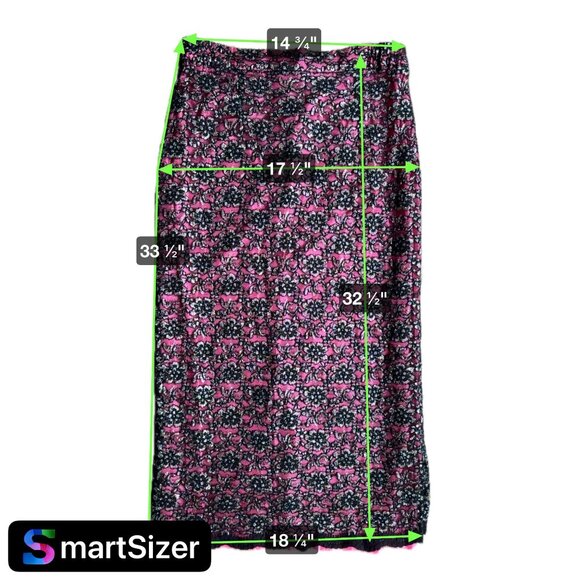 Vtg Lace Maxi Skirt Womens Size 10 Y2K Black Pink Long Satin Metallic Goth - Picture 2 of 7